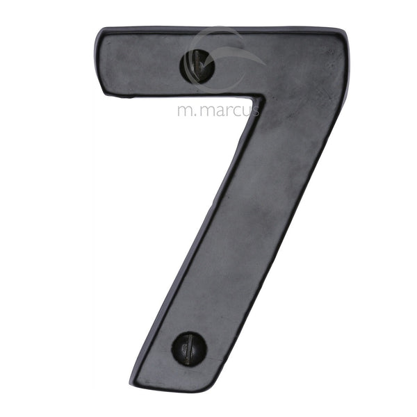 M.Marcus Screw Fixing Numeral '7' 76mm (3") - Smooth Black Iron  