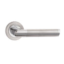 Fortessa Aztec Lever Handles on Round Rose - Satin & Polished Chrome Dual Finish