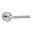 Fortessa Foko Lever Handles on Round Rose - Satin & Polished Chrome Dual Finish