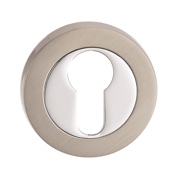 Fortessa Euro Profile Round Escutcheon (pair) - Satin Nickel & Polished Chrome Dual Finish