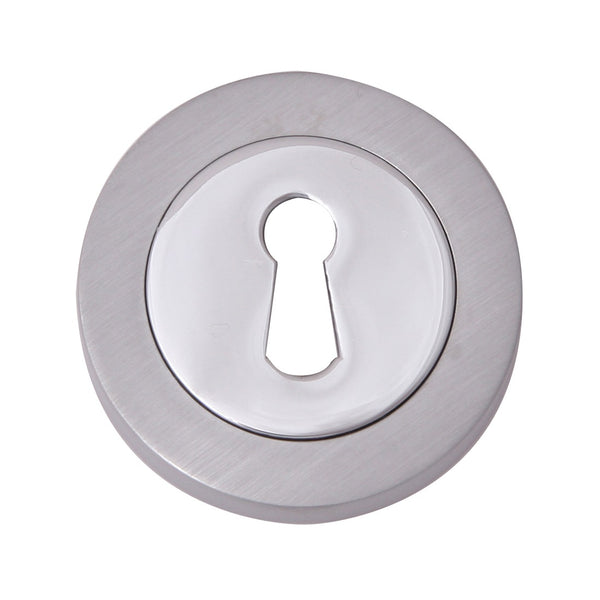 Fortessa Lever Key Round Escutcheon (pair) - Satin & Polished Chrome Dual Finish