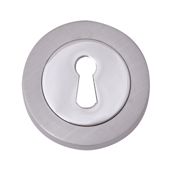 Fortessa Lever Key Round Escutcheon (pair) - Satin Nickel & Polished Chrome Dual Finish