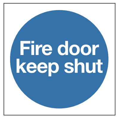 80x80mm Fire Door Keep Shut Sign - Rigid Plastic