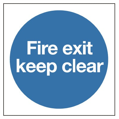 80x80mm Fire Exit Keep Clear Sign - Rigid Plastic