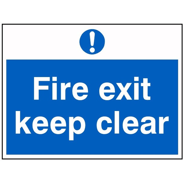 200x150mm Fire Exit Keep Clear Sign - Rigid Plastic