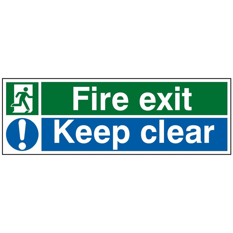 200x150mm Fire Exit Keep Clear Sign - Rigid Plastic