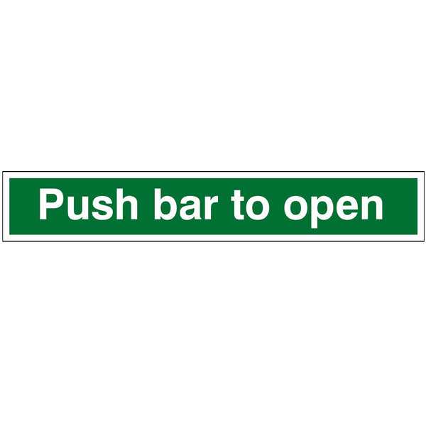 600x100 Push Bar to Open Sign - Self Adhesive Vinyl