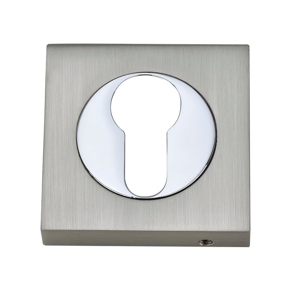 Fortessa Euro Profile Square Escutcheon (pair) - Satin Nickel & Polished Chrome Dual Finish