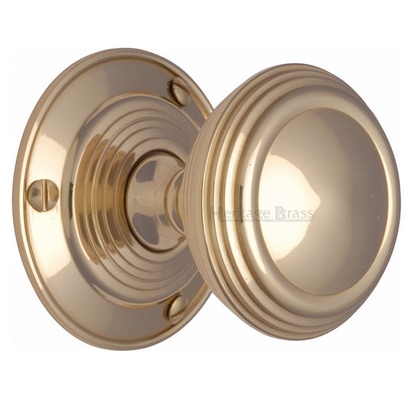 M.Marcus Goodrich Mortice Knob Handles on Round Rose - Polished Brass