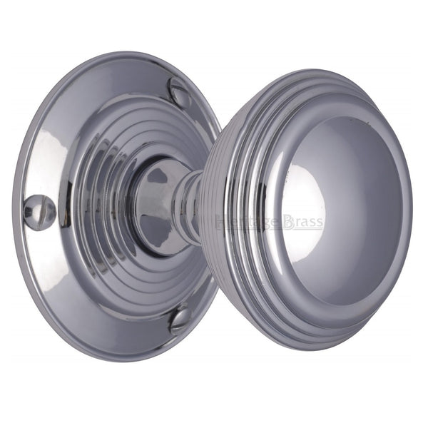 M.Marcus Goodrich Mortice Knob Handles on Round Rose - Polished Chrome