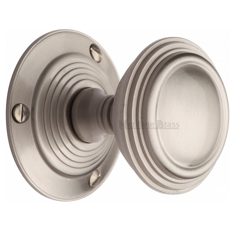 M.Marcus Goodrich Mortice Knob Handles on Round Rose - Satin Nickel