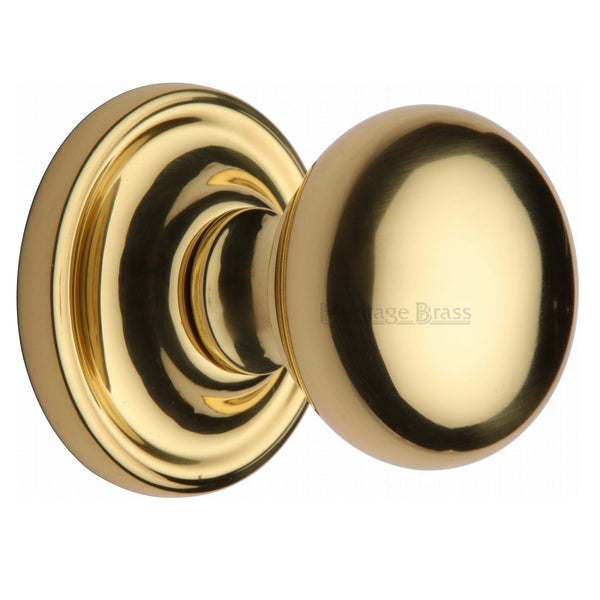 M.Marcus Hampstead Mortice Knob Handles on Round Rose - Polished Brass