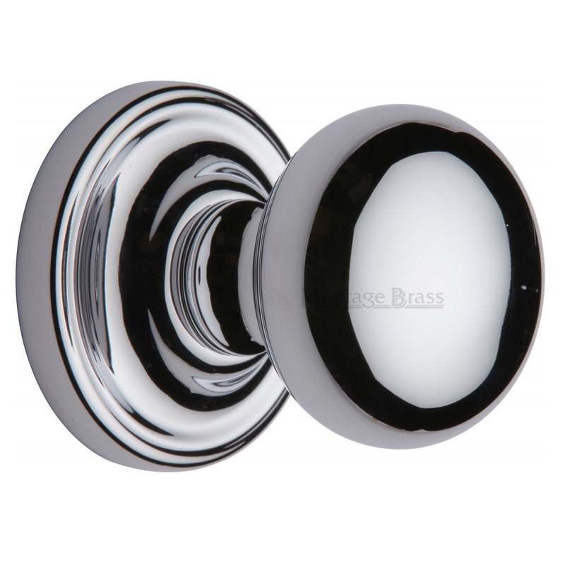 M.Marcus Hampstead Mortice Knob Handles on Round Rose - Polished Chrome