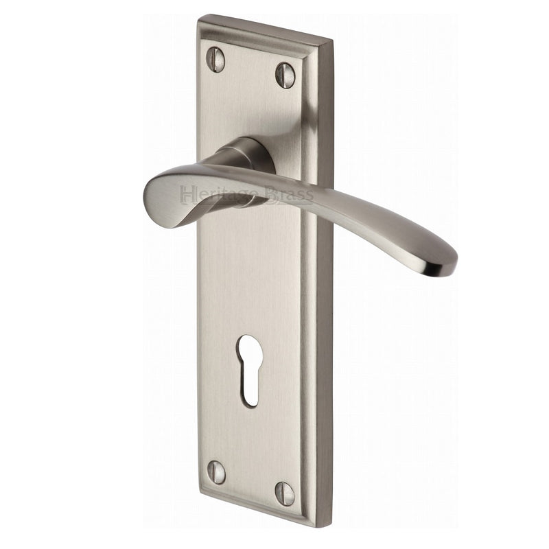 M.Marcus Hilton Lock Handles - Satin Nickel