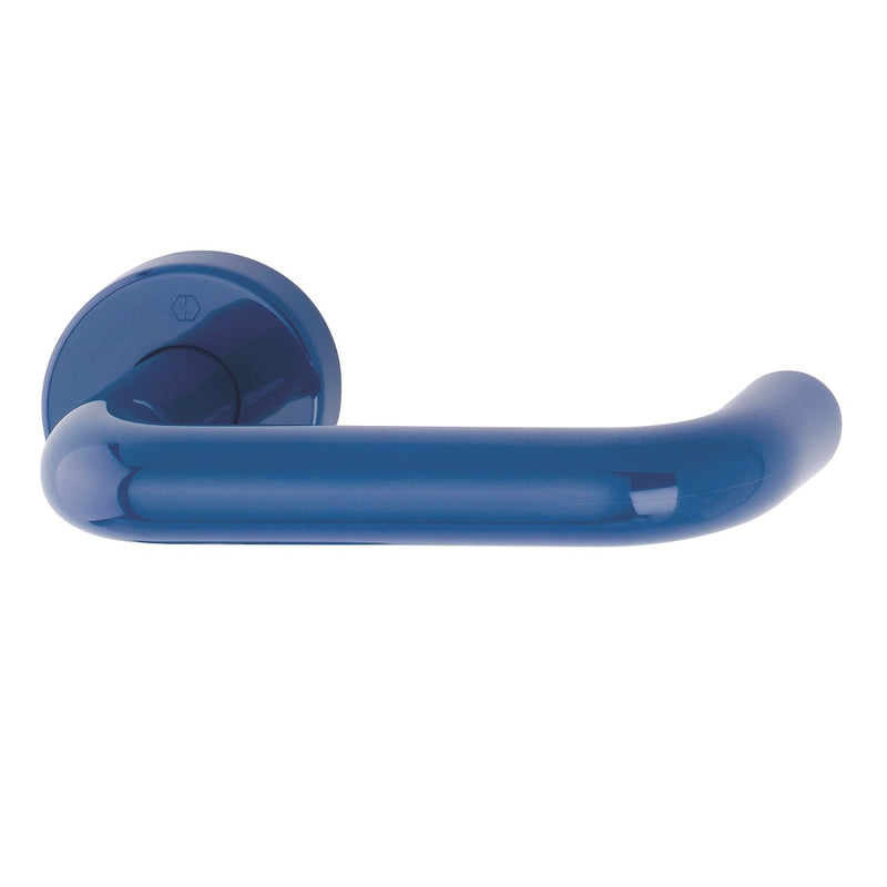 Hoppe Paris 21mmØ Return to Door Nylon Lever Handles on Round Rose - Cobalt Blue RAL5002