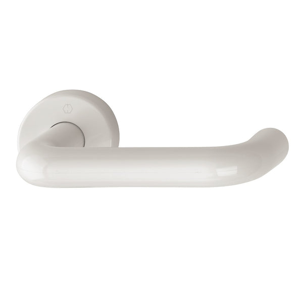 Hoppe Paris 21mmØ Return to Door Nylon Lever Handles on Round Rose - Diamond White RAL9016