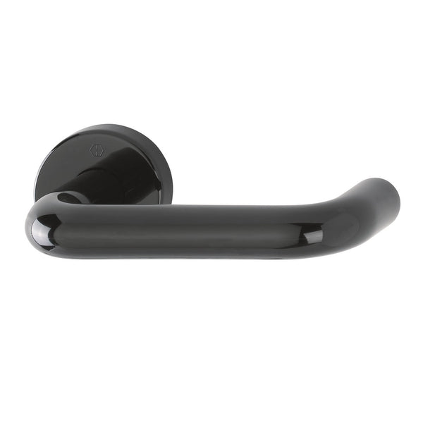 Hoppe Paris 21mmØ Return to Door Nylon Lever Handles on Round Rose - Ebony Black RAL9017