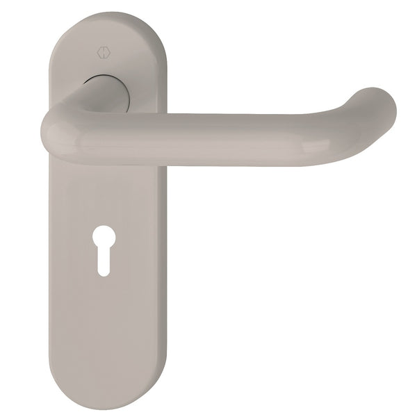 Hoppe Paris 21mmØ Return to Door Nylon Lever Handles on Lock Plate - Dove Grey RAL7506