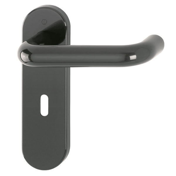 Hoppe Paris 21mmØ Return to Door Nylon Lever Handles on Lock Plate - Anthracite Grey RAL7016