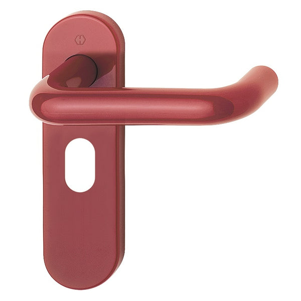 Hoppe Paris 21mmØ Return to Door Nylon Lever Handles on Oval Plate - Red RAL3003