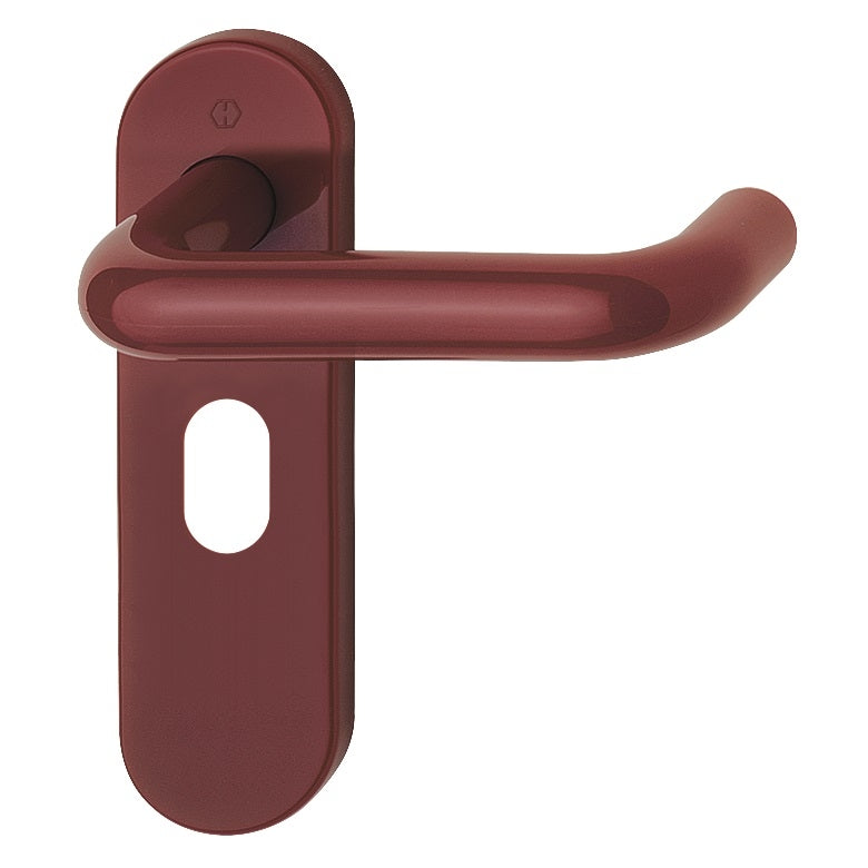 Hoppe Paris 21mmØ Return to Door Nylon Lever Handles on Oval Plate - Claret (Burgundy) RAL3005