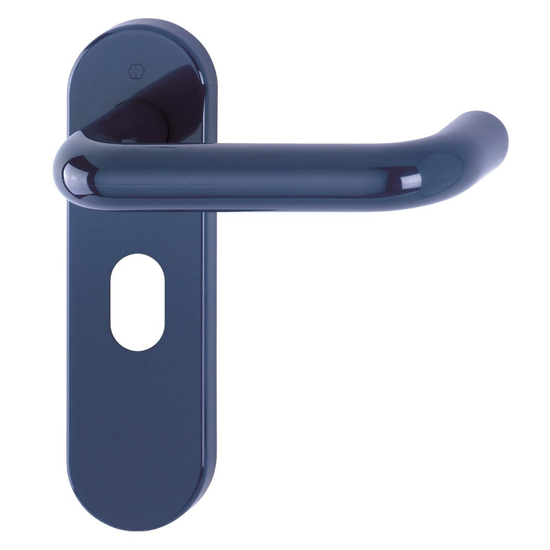 Hoppe Paris 21mmØ Return to Door Nylon Lever Handles on Oval Plate - Midnight (Dark) Blue RAL5003