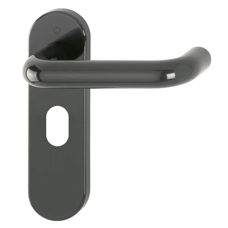 Hoppe Paris 21mmØ Return to Door Nylon Lever Handles on Oval Plate - Anthracite Grey RAL7016