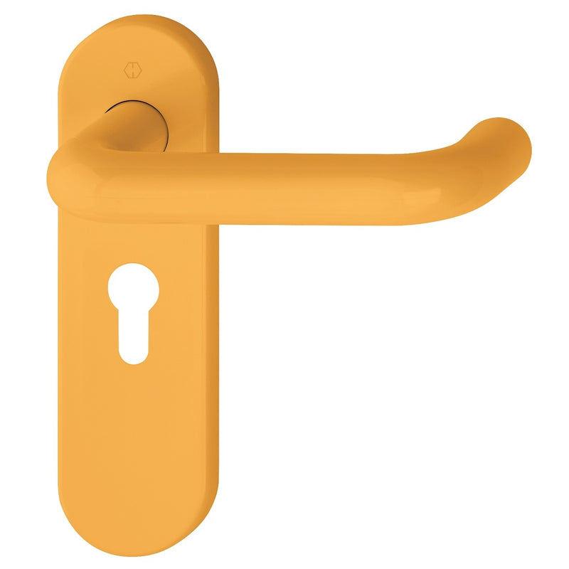 Hoppe Paris 21mmØ Return to Door Nylon Lever Handles on Euro Plate (47.5mm centres) - Yellow RAL1004
