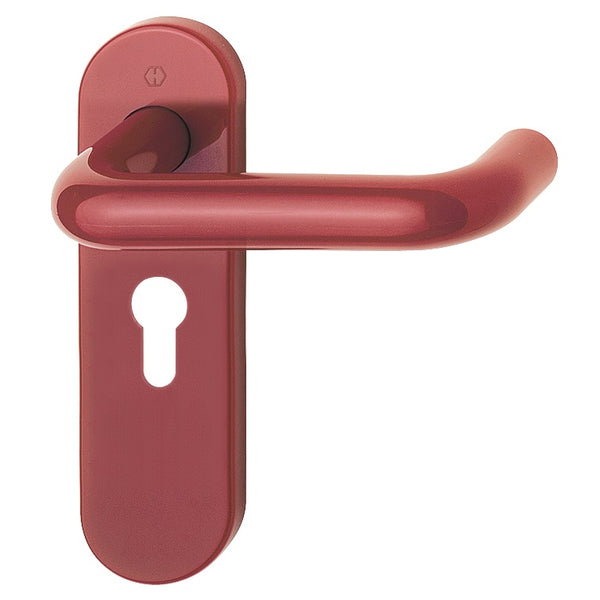 Hoppe Paris 21mmØ Return to Door Nylon Lever Handles on Euro Plate (47.5mm centres) - Red RAL3003