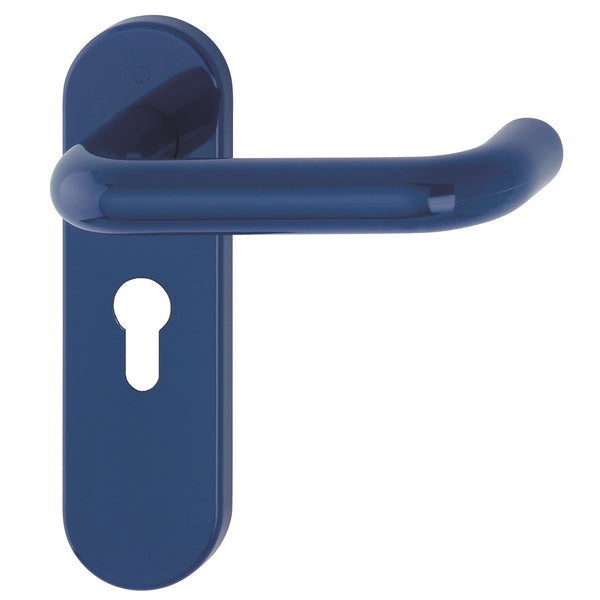 Hoppe Paris 21mmØ Return to Door Nylon Lever Handles on Euro Plate (47.5mm centres) - Midnight (Dark) Blue RAL5003