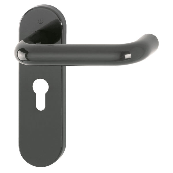 Hoppe Paris 21mmØ Return to Door Nylon Lever Handles on Euro Plate (47.5mm centres) - Anthracite Grey RAL7016