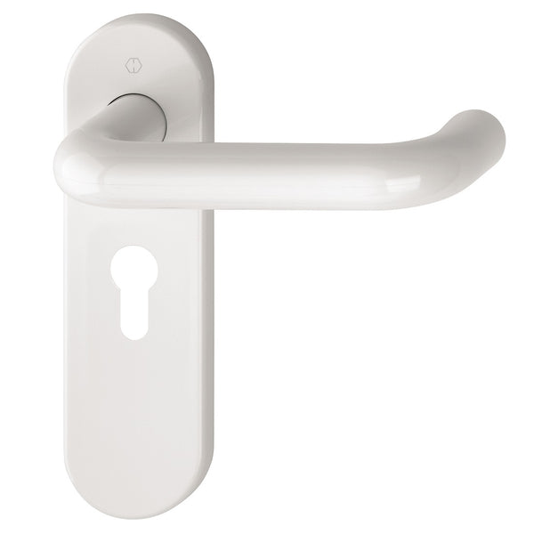 Hoppe Paris 21mmØ Return to Door Nylon Lever Handles on Euro Plate (47.5mm centres) - Diamond White RAL9016