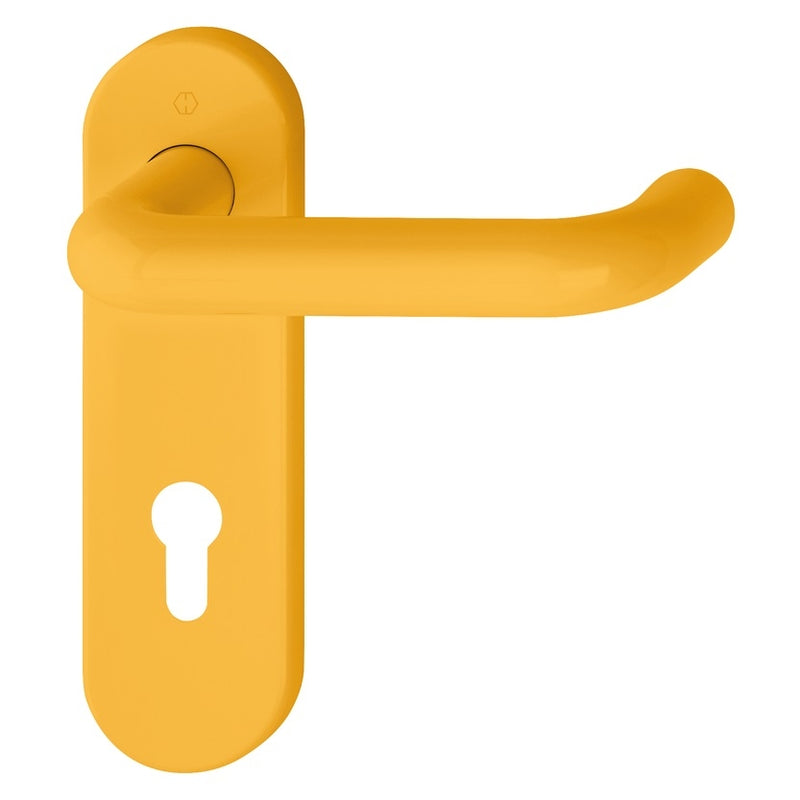 Hoppe Paris 21mmØ Return to Door Nylon Lever Handles on Euro Plate (72mm centres) - Yellow RAL1004