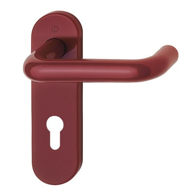 Hoppe Paris 21mmØ Return to Door Nylon Lever Handles on Euro Plate (72mm centres) - Claret (Burngundy) RAL3005