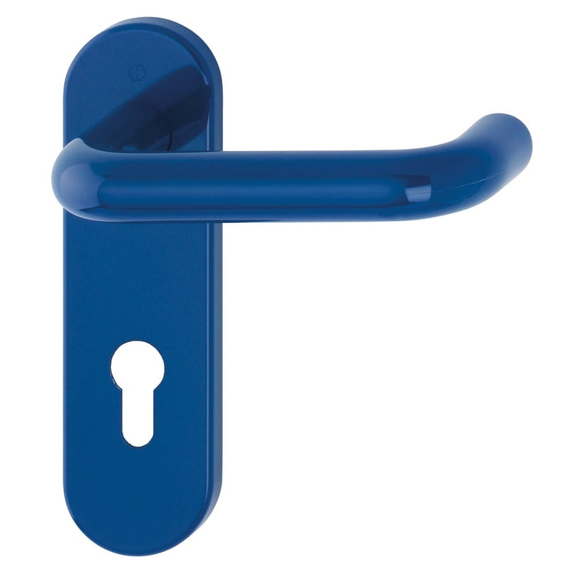 Hoppe Paris 21mmØ Return to Door Nylon Lever Handles on Euro Plate (72mm centres) - Midnight (Dark) Blue RAL5003