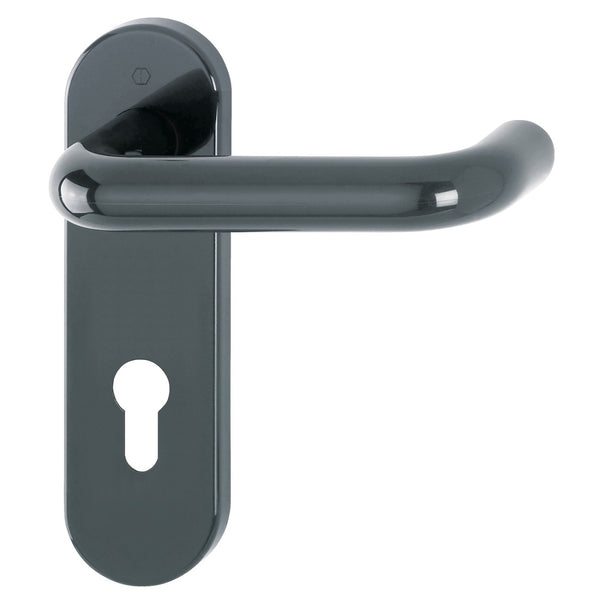 Hoppe Paris 21mmØ Return to Door Nylon Lever Handles on Euro Plate (72mm centres) - Anthracite Grey RAL7016