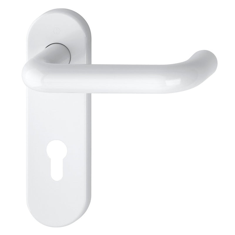 Hoppe Paris 21mmØ Return to Door Nylon Lever Handles on Euro Plate (72mm centres) - Diamond White RAL9016