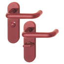 Hoppe Paris 21mmØ Return to Door Nylon Lever Handles on Bathroom Plate (57mm centres) - Red RAL3003