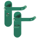 Hoppe Paris 21mmØ Return to Door Nylon Lever Handles on Bathroom Plate (57mm centres) - Green RAL6016