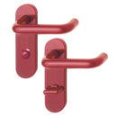 Hoppe Paris 21mmØ Return to Door Nylon Lever Handles on Bathroom Plate (78mm centres) - Red RAL3003