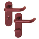 Hoppe Paris 21mmØ Return to Door Nylon Lever Handles on Bathroom Plate (78mm centres) - Claret (Burgundy) RAL3005