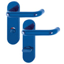 Hoppe Paris 21mmØ Return to Door Nylon Lever Handles on Bathroom Plate (78mm centres) - Cobalt Blue RAL5002