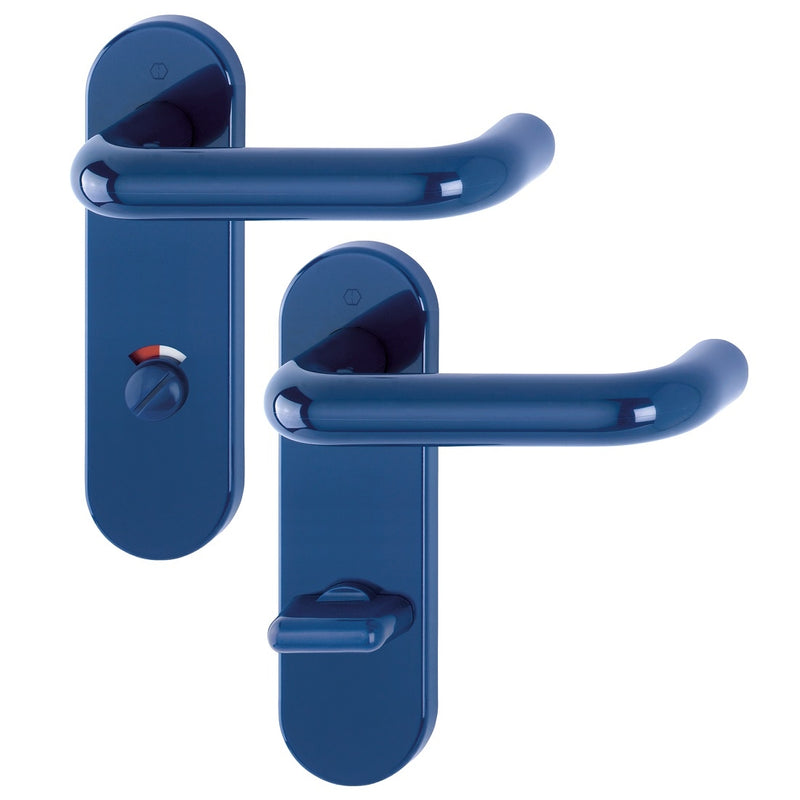 Hoppe Paris 21mmØ Return to Door Nylon Lever Handles on Bathroom Plate (78mm centres) - Midnight (Dark) Blue RAL5003