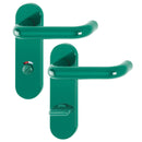 Hoppe Paris 21mmØ Return to Door Nylon Lever Handles on Bathroom Plate (78mm centres) - Green RAL6016