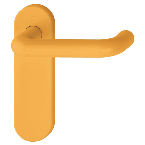 Hoppe Paris 21mmØ Return to Door Nylon Lever Handles on Latch Plate - Yellow RAL1004