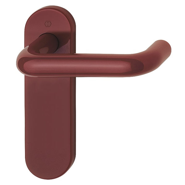 Hoppe Paris 21mmØ Return to Door Nylon Lever Handles on Latch Plate - Claret (Burgundy) RAL3005