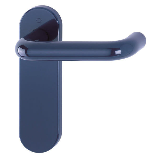 Hoppe Paris 21mmØ Return to Door Nylon Lever Handles on Latch Plate - Midnight (Dark) Blue RAL5003