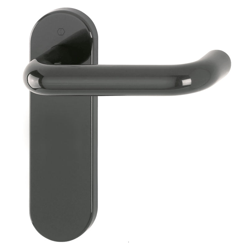 Hoppe Paris 21mmØ Return to Door Nylon Lever Handles on Latch Plate - Anthracite Grey RAL7016