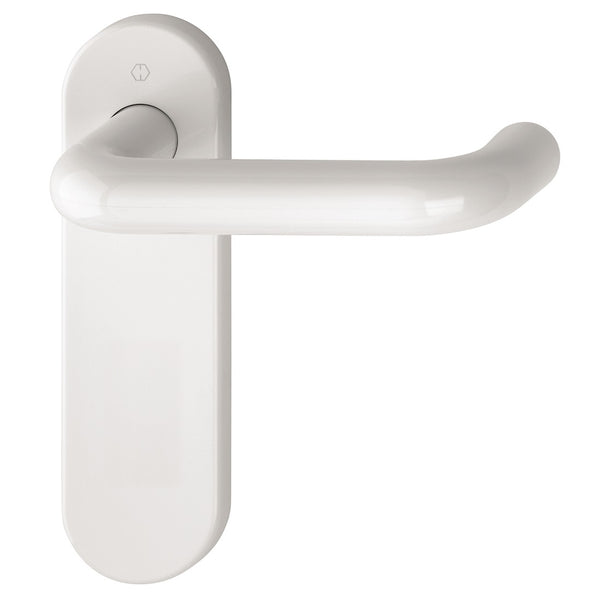 Hoppe Paris 21mmØ Return to Door Nylon Lever Handles on Latch Plate - Diamond White RAL9016