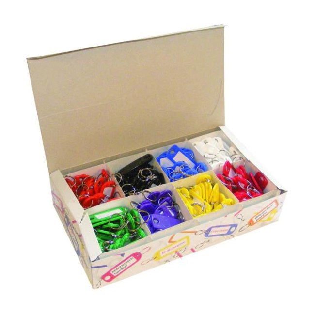 Key Tags with Split Rings - Box of 200 Assorted Colours